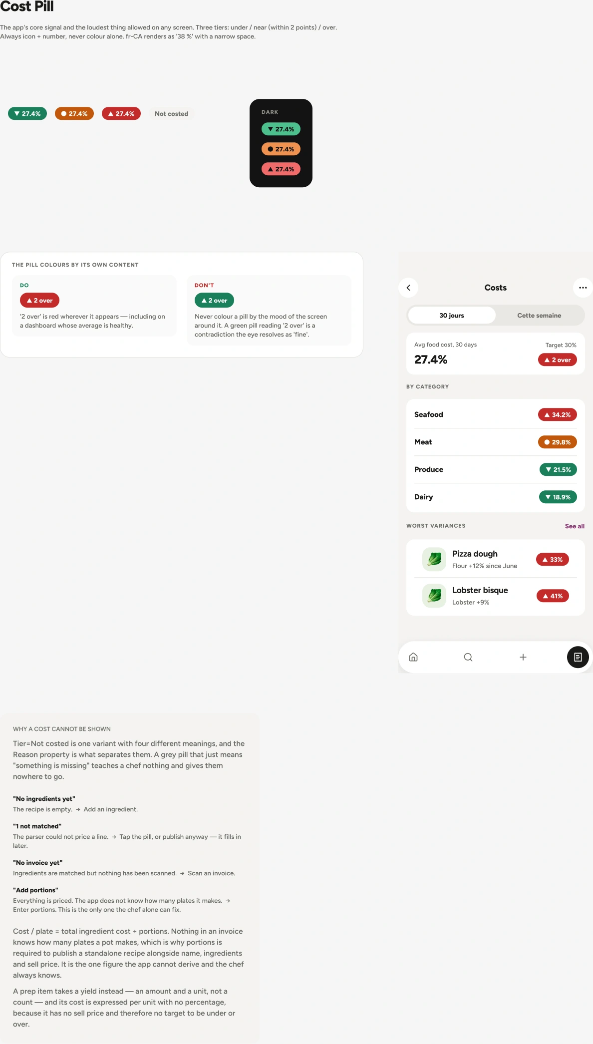 Lowboy cost-pill component rules and states