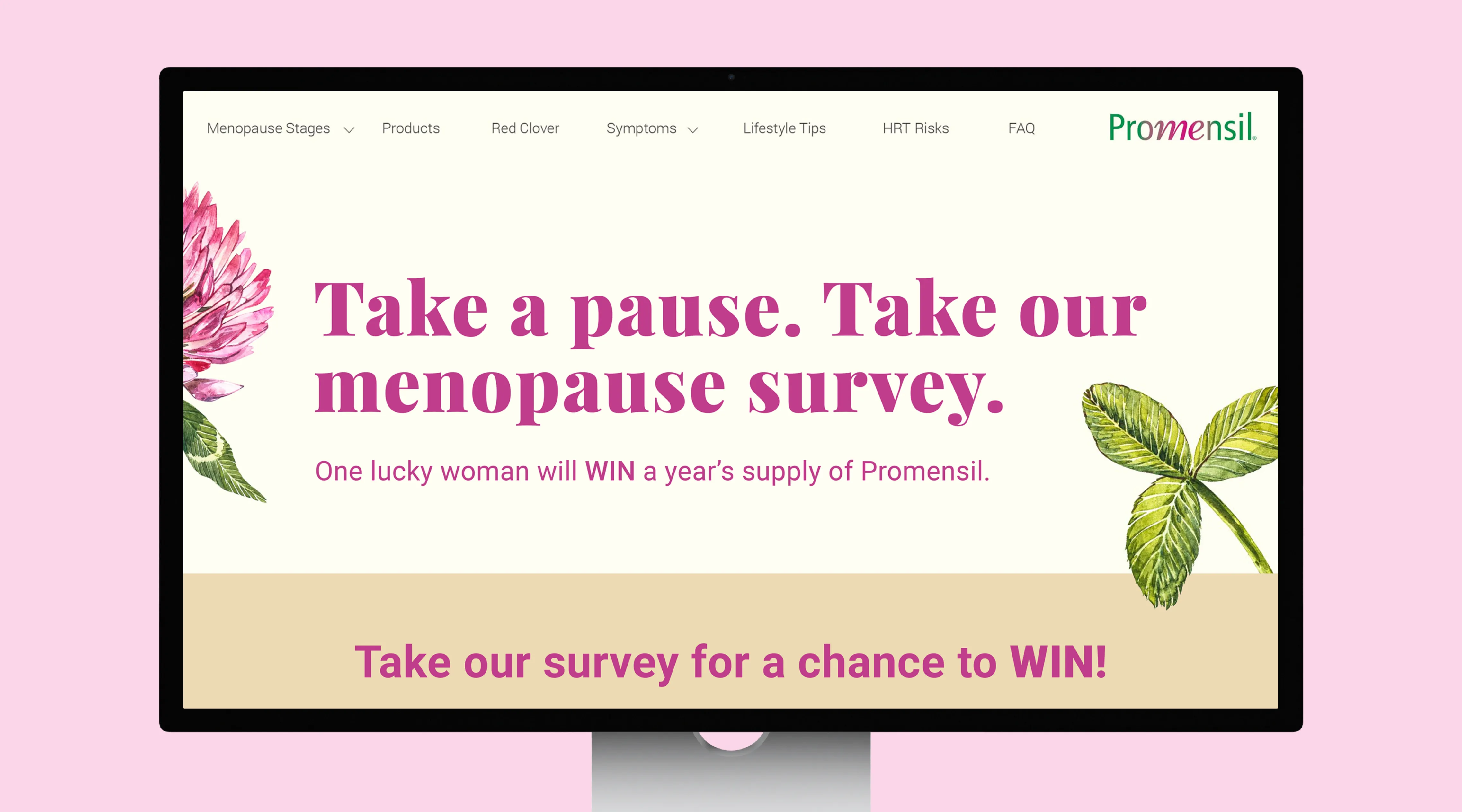 Promensil menopause survey landing page
