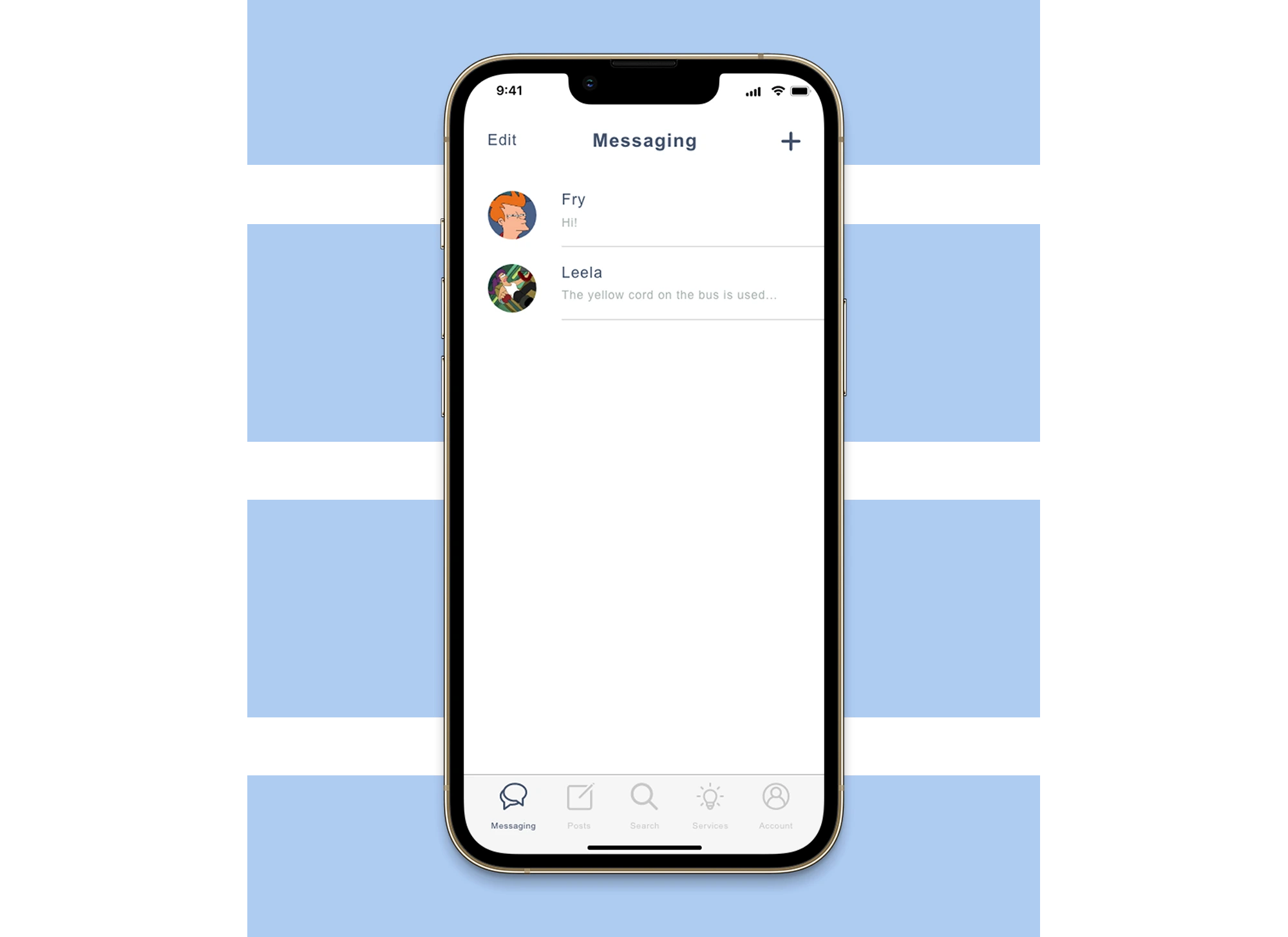 Burst messaging screen for conversations between nearby people