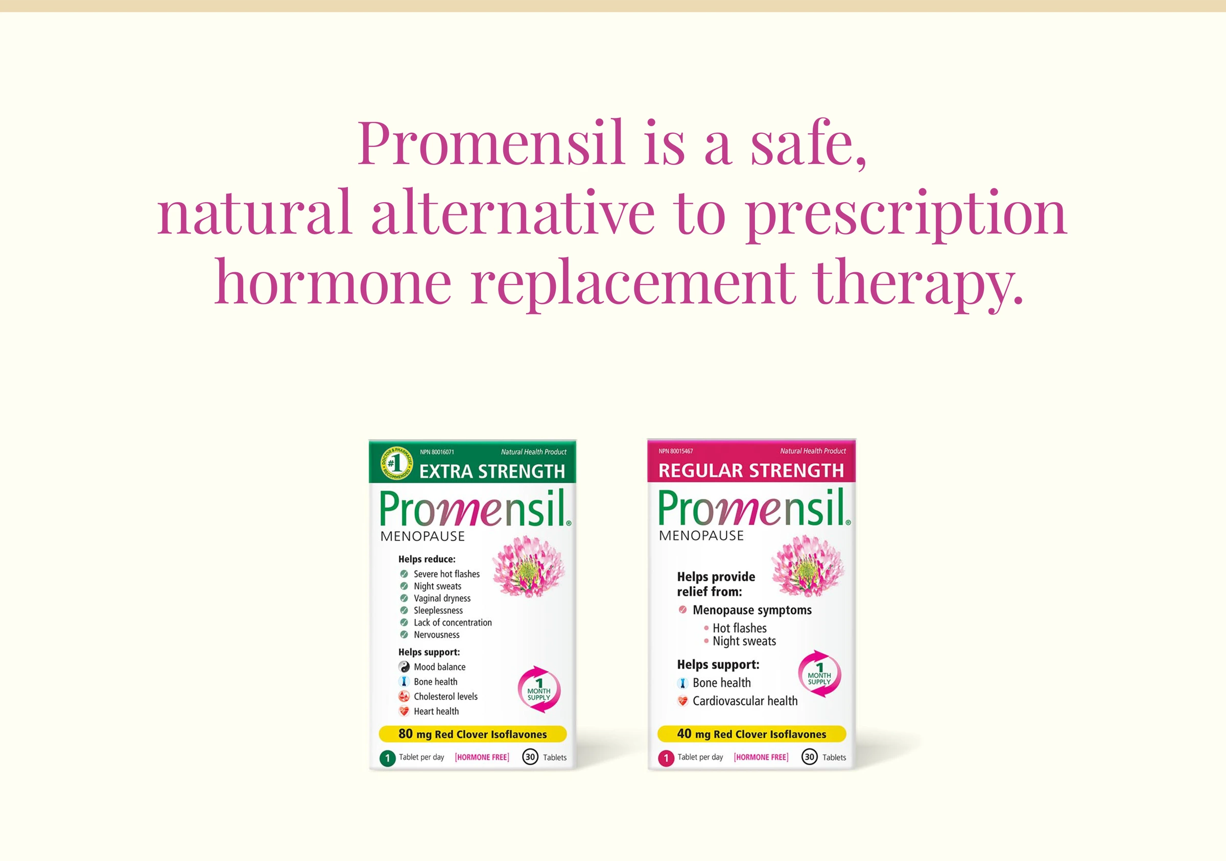 Promensil product positioning and two product strengths