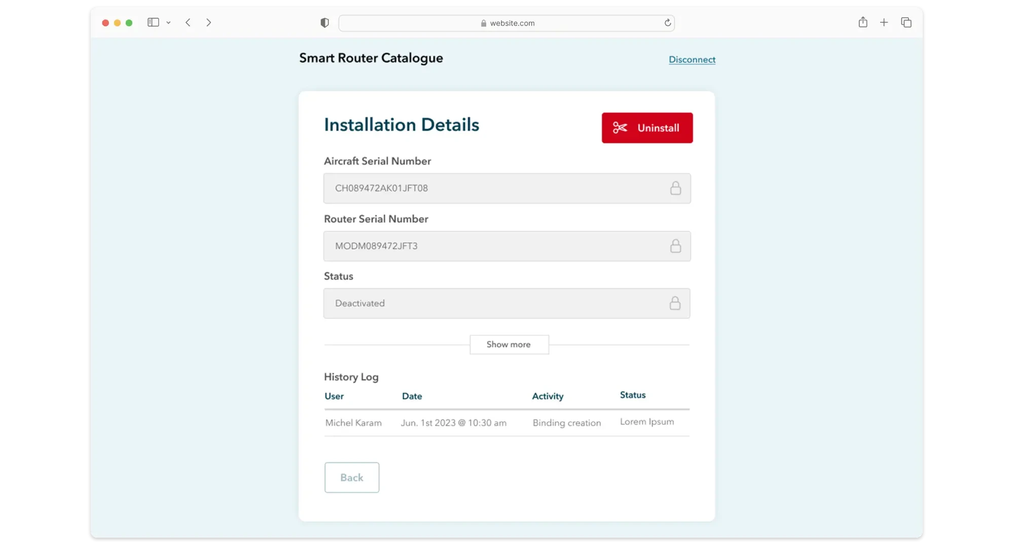 MyInFlight internet test interface